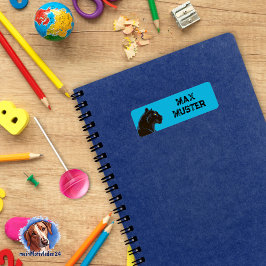 Namensaufkleber eckig - blau - Schwarzer Panther ラベル