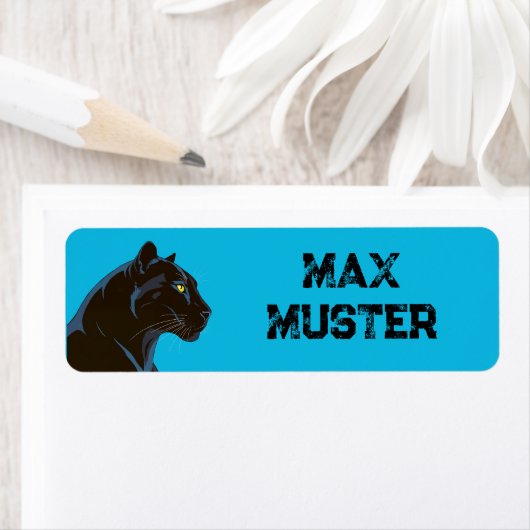 Namensaufkleber eckig - blau - Schwarzer Panther ラベル (インサイチュ)
