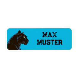 Namensaufkleber eckig - blau - Schwarzer Panther ラベル