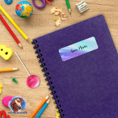 Namensaufkleber - eckig Farbverlauf - lila türkis ラベル