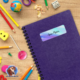 Namensaufkleber - eckig Farbverlauf - lila türkis ラベル