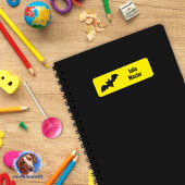 Namensaufkleber eckig - Fledermaus gelb schwarz ラベル