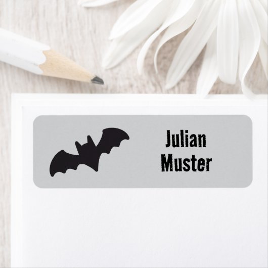 Namensaufkleber eckig - Fledermaus grau schwarz ラベル (インサイチュ)