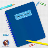 Namensaufkleber eckig - Herzchen blau ラベル