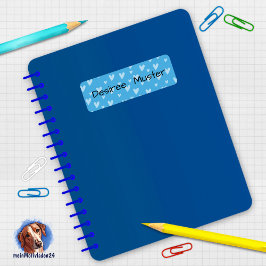 Namensaufkleber eckig - Herzchen blau ラベル