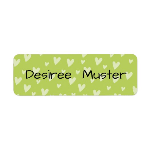Namensaufkleber eckig - Herzchen grün ラベル (正面)