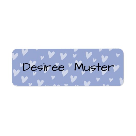 Namensaufkleber eckig - Herzchen lila blau ラベル (正面)