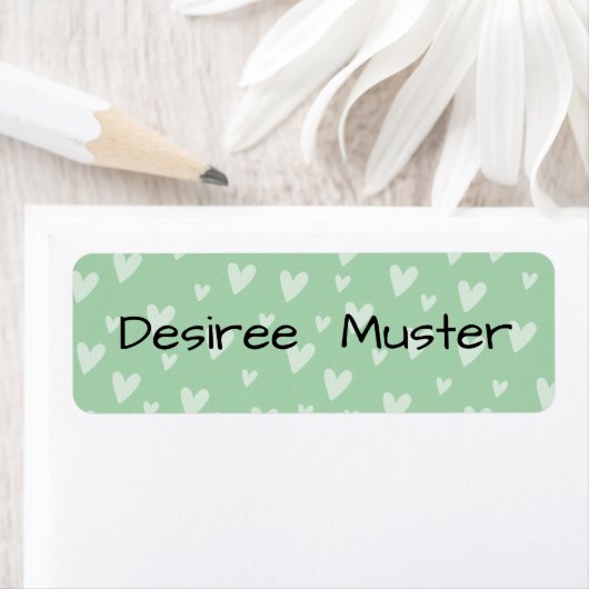 Namensaufkleber eckig - Herzchen mint grün ラベル (インサイチュ)