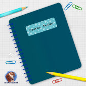 Namensaufkleber eckig - Herzchen türkis blau ラベル