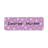 Namensaufkleber eckig - Herzchen violett ラベル (正面)
