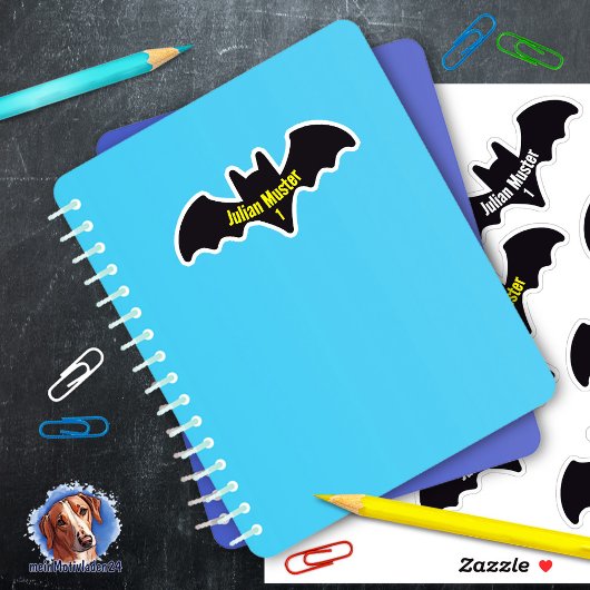 Namensaufkleber Fledermaus | 9 Kontur - シール