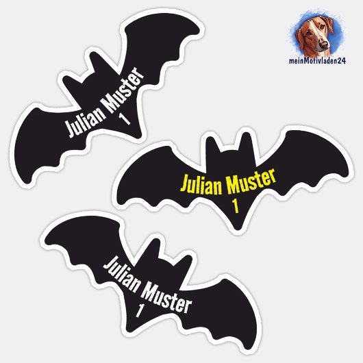 Namensaufkleber Fledermaus | 9 Kontur - シール