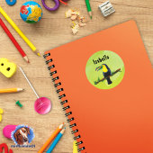 Namensaufkleber grün - Tucan Aquarell-Design ラウンドシール