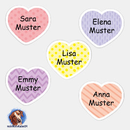 Namensaufkleber Kleine Herzen 2 | Form - Aufkleber シール