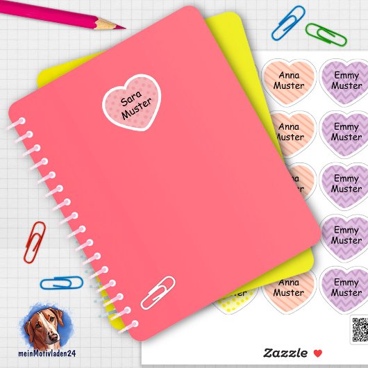 Namensaufkleber Kleine Herzen 2 | Form - Aufkleber シール