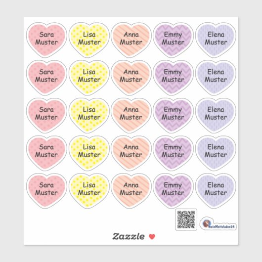Namensaufkleber Kleine Herzen 2 | Form - Aufkleber シール (シート)