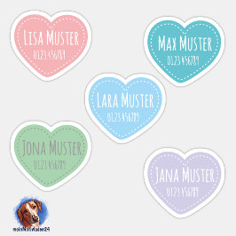 Namensaufkleber Kleine Herzen | Form - Aufkleber シール