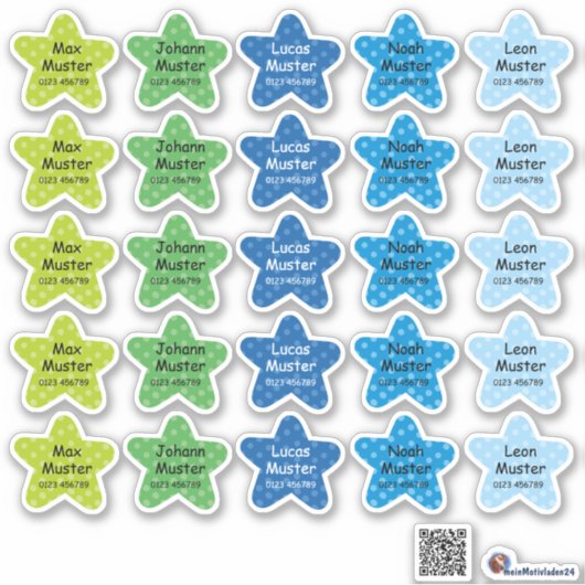 Namensaufkleber Kleine Sterne 2 | Form - Aufkleber シール (正面)