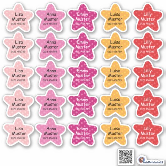 Namensaufkleber Kleine Sterne 3 | Form - Aufkleber シール (正面)