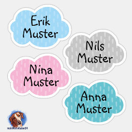 Namensaufkleber Kleine Wolken | Form - シール