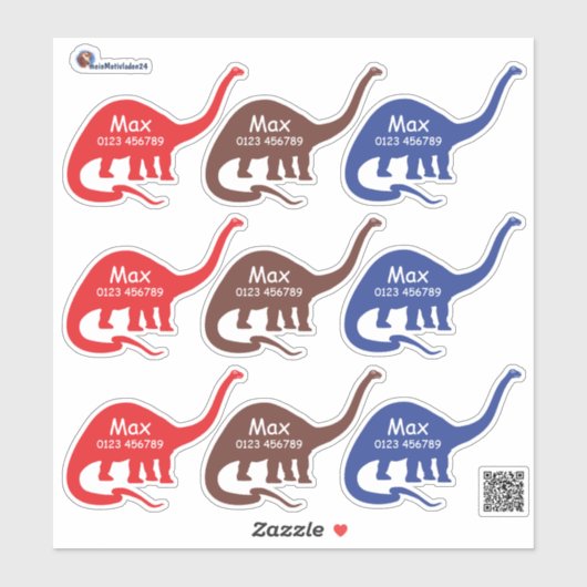 Namensaufkleber Langhals Dino 2 | Form - Aufkleber シール (シート)
