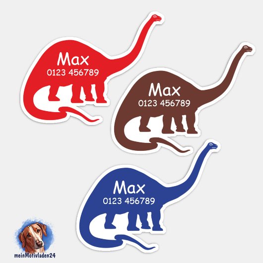 Namensaufkleber Langhals Dino 2 | Form - Aufkleber シール