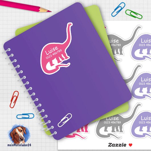 Namensaufkleber Langhals Dino 3 | Form - Aufkleber シール