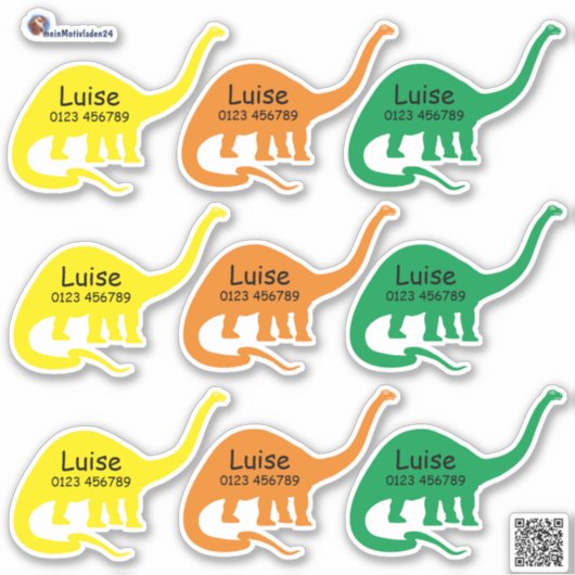 Namensaufkleber Langhals Dino 4 | Form - Aufkleber シール (正面)