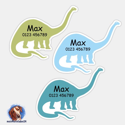 Namensaufkleber Langhals Dino | Kontur - Aufkleber シール
