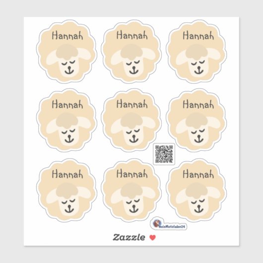 Namensaufkleber Schäfchen - beige | 9 Form -  シール (シート)