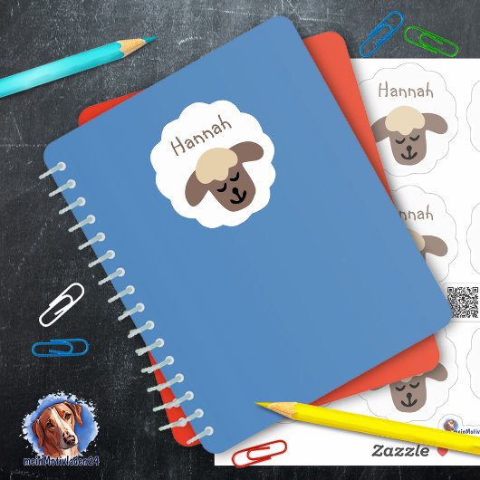 Namensaufkleber Schäfchen - beige braun | 9 Form - シール