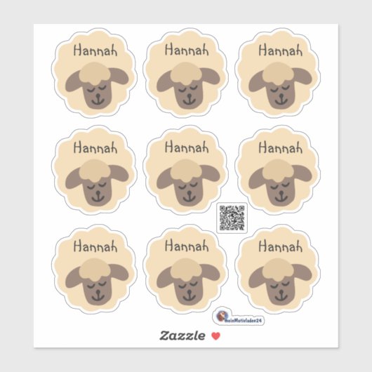 Namensaufkleber Schäfchen - beige braun | 9 Form - シール (シート)