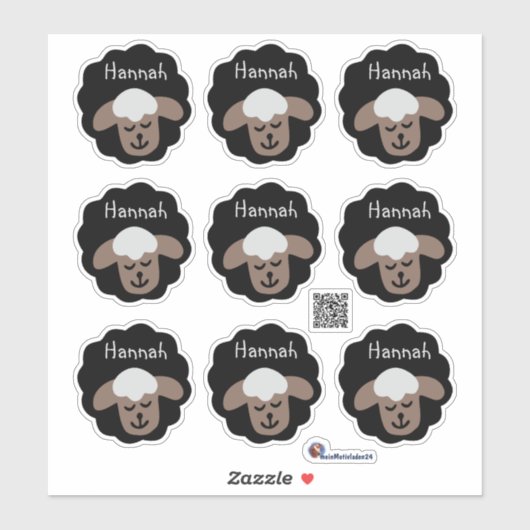 Namensaufkleber Schäfchen - schwarz braun | Form - シール (シート)