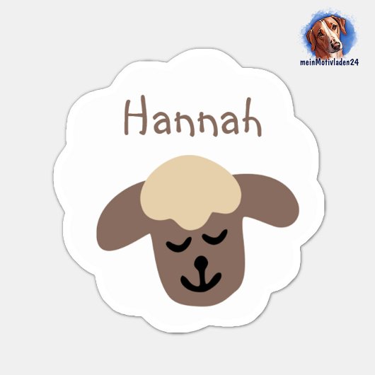 Namensaufkleber Schäfchen - weiß braun | 9 Form - シール