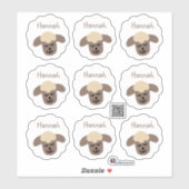 Namensaufkleber Schäfchen - weiß braun | 9 Form - シール (シート)