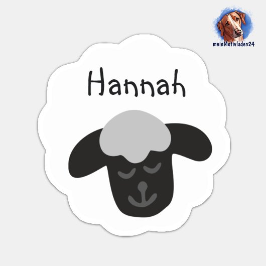 Namensaufkleber Schäfchen - weiß schwarz| 9 Form - シール