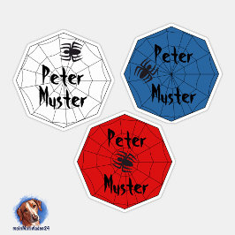 Namensaufkleber Spinne mit Netz | 9 Kontur - シール