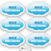 Namensaufkleber Wolken | 6 Form - シール (正面)