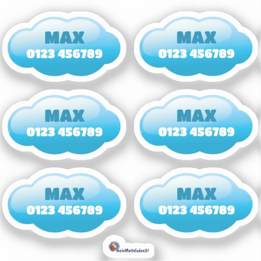 Namensaufkleber Wolken | 6 Form - シール (正面)