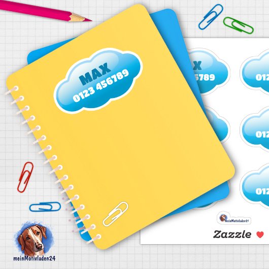 Namensaufkleber Wolken | 6 Form - シール