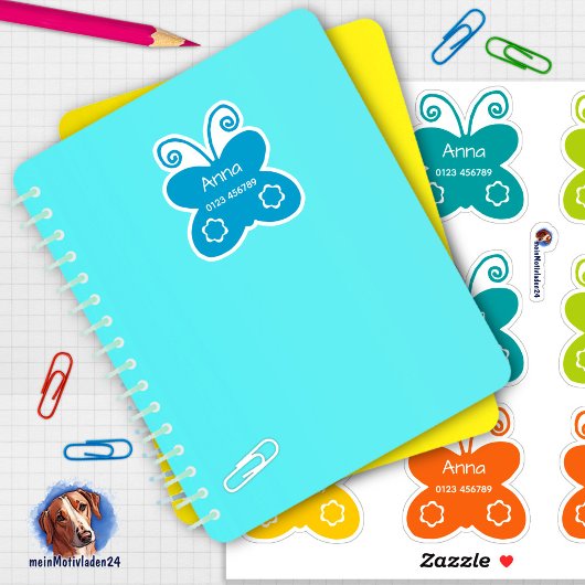 Namenssticker Schmetterlinge | 9 Form - Aufkleber シール