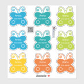 Namenssticker Schmetterlinge | 9 Form - Aufkleber シール (シート)