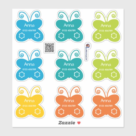 Namenssticker Schmetterlinge | 9 Form - Aufkleber シール (シート)