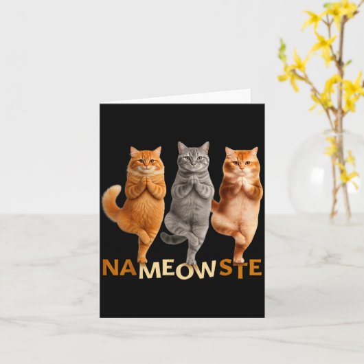 Nameowste Yoga Cat  カード (黄色い花)