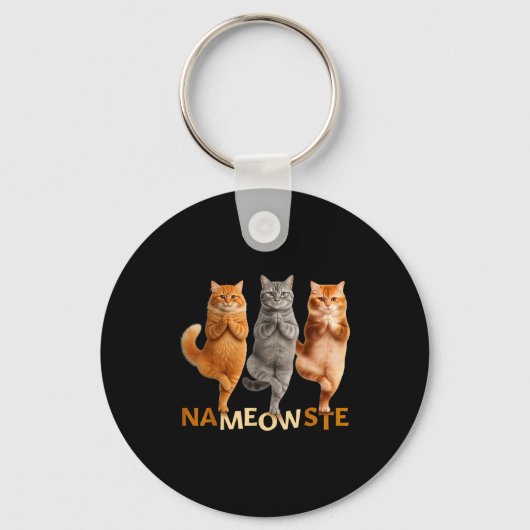 Nameowste Yoga Cat  キーホルダー (正面)