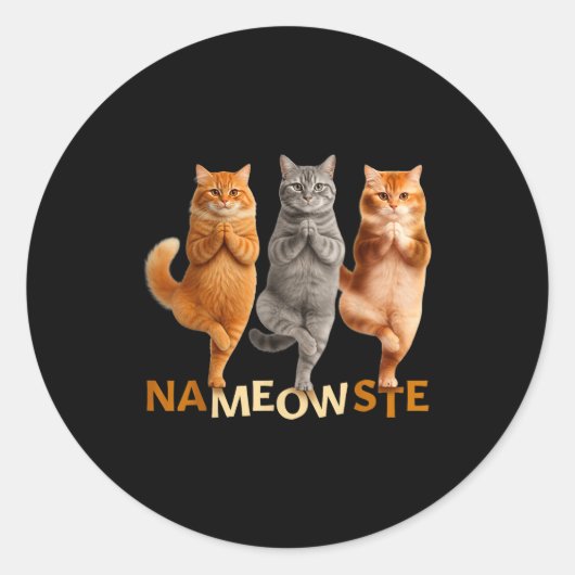 Nameowste Yoga Cat  ラウンドシール (正面)