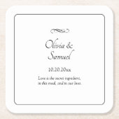 Names Date Message Black White Infinity Scroll,  スクエアペーパーコースター (正面)