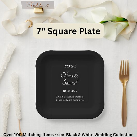 Names Date Message Black White Infinity Scroll, 7" ペーパープレート