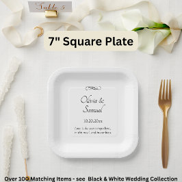 Names Date Message Black White Infinity Scroll, 7" ペーパープレート