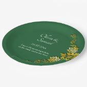Names Date Message Emerald Green & Gold 9" ペーパープレート (アングル)